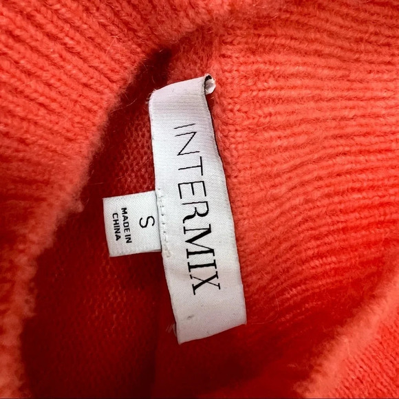 Intermix Funnel Neck Turtleneck Wool Mohair Sweater Orange Size S - Picture 6 of 6